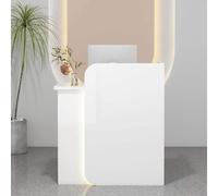 Scrivania per reception bianca con cassetto chiudibile a chiave, bancone anteriore salvaspazio per salone e ufficio, elegante arredamento per la casa e l'ufficio per la reception per hall e area