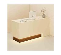 Scrivania per reception con cassetti, bancone da ufficio, finitura albicocca-noce, orientamento sinistro 90 cm, ideale per uffici, saloni di bellezza, sale d'ingresso e negozi al dettaglio.