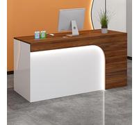 Scrivania per reception con cassetti bloccabili, bancone per la vendita al dettaglio, vassoio per tastiera e gestione dei cavi, per casa, ufficio, saloni e spa, design moderno multifunzionale