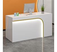 Scrivania per reception con cassetti bloccabili, bancone per la vendita al dettaglio, vassoio per tastiera e gestione dei cavi, per casa, ufficio, saloni e spa, design moderno multifunzionale
