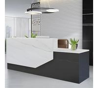 Scrivania per reception con cassetti chiudibili, a forma di L, bancone frontale per hall dell'ufficio, receptionist per saloni di bellezza e checkout al dettaglio