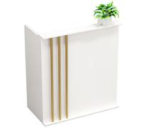 Scrivania per reception con cassetti chiudibili, bancone moderno per vendita al dettaglio, barbiere, hotel e minimarket, design elegante con armadietti