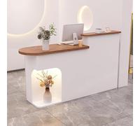 Scrivania per reception con cassetti chiudibili, bancone salvaspazio in legno per ufficio e vendita al dettaglio, tavolo da ricevimento bianco (129,8 x 49,8 x 104,9 cm) - Design moderno, spazio di