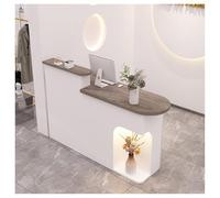 Scrivania per reception con cassetti e armadietti con serratura moderna per cliniche e saloni B6, dimensioni 110 cm, elegante soluzione per area reception