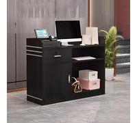 Scrivania per reception con cassetti e ripiano per tastiera, mobili da ufficio, bancone elegante per reception, con armadio, 80 x 42 x 92 cm (larghezza x profondità x altezza) (marrone)