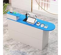 Scrivania per reception, con cassetto, chiudibile a chiave, design aperto, semplice scrivania in legno (blu, 99,8 x 40 x 90 cm), moderna e funzionale