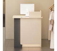 Scrivania per reception con cassetto chiudibile a chiave, tavolo negoziale per salone di bellezza, spa, negozio, ufficio, 80 x 45 x 95 cm, colore albicocca caldo, moderno, durevole ed elegante