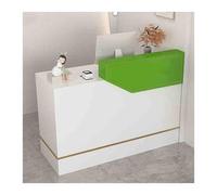 Scrivania per reception con cassetto per tastiera, elegante bancone di vendite per negozi di abbigliamento, salò e negozi al dettaglio (bianco verde sinistro, 120 cm)