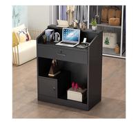 Scrivania per reception con contenitore e bancone chiudibile a chiave, scrivania compatta per salone, ufficio e casse, 80 x 92 cm, moderno bancone di benvenuto