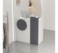 Scrivania per reception con contenitore, piano di lavoro compatto, ideale per piccoli spazi, cassa al dettaglio, perfetta per negozi di abbigliamento e uffici domestici