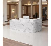 Scrivania Per Reception Con Fori Per La Gestione Dei Cavi, Mobiletto Portaoggetti Ideale E Vassoio Per Tastiera Per Ingresso Ufficio, Sala Conferenze E Showroom Commerciale(B,Right,150X60X100CM)