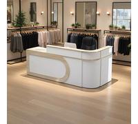 Scrivania Per Reception Con Fori Per La Gestione Dei Cavi, Mobiletto Portaoggetti Ideale E Vassoio Per Tastiera Per Ingresso Ufficio, Sala Conferenze E Showroom Commerciale(C,Left,220X60X100CM)