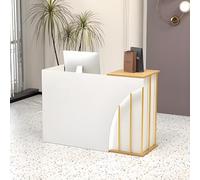 Scrivania per reception con illuminazione a LED con cassetto chiudibile a chiave, scrivania per computer in legno per negozio di abbigliamento, bancone d'ingresso, moderna scrivania di benvenuto
