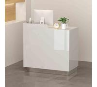 Scrivania per reception con illuminazione a LED con ripiani aperti e cassetto registratore di cassa, perfetta per ufficio, ufficio, ufficio, sala d'attesa e tavolo negoziale