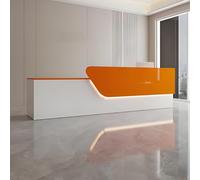 Scrivania per reception con luci a LED, grande banco cassa con cassetto e porta chiudibili, per negozi, cliniche, uffici, 120 cm, rosa