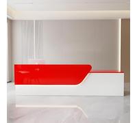Scrivania per reception con luci a LED, grande banco cassa con cassetto e porta chiudibili, per negozi, cliniche, uffici, 120 cm, rosa