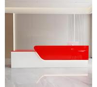 Scrivania per reception con luci a LED, grande banco cassa con cassetto e porta chiudibili, per negozi, cliniche, uffici, 120 cm, rosa