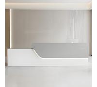 Scrivania per reception con luci a LED, grande banco cassa con cassetto e porta chiudibili, per negozi, cliniche, uffici, 120 cm, rosa