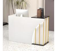 Scrivania per reception illuminata a LED con cassetto chiudibile a chiave, tavolo per computer in legno Negozio di abbigliamento bancone di benvenuto Ingresso Hall Reception Mobili da ufficio moderno