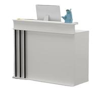 Scrivania per reception nera con cassetto bloccabile, bancone cassa in legno per ufficio, sala reception, scrivania per computer con armadietto, 140 x 50 x 100 cm, design moderno