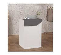 Scrivania per reception per salone e ufficio, con cassetto e armadietto, con serratura, piccola, personalizzabile, colore grigio, 59,9 cm, perfetta per la vendita al dettaglio e per uso domestico