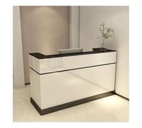 Scrivania per reception, robusto bancone anteriore con cassetto e armadietti, elegante mobile per saloni di bellezza, per ufficio e hall (120 cm)