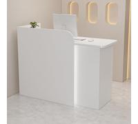Scrivania per reception, tavolo negoziale, mobile per computer, registratore di cassa, con serratura e cassetto, scrivania di benvenuto, mobili per ufficio per bellezza, bianco, 90 x 50 x 100 cm