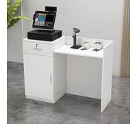 Scrivania per ricevimenti con ripiani tavolo negoziale bianco stand up bancone per cassiere, atrio, salone, casa, ufficio, 120 x 41 x 80 cm, design moderno, versatile