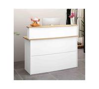 Scrivania per ricevimenti con serratura con design moderno di giunzione, robusto banco casse, spazioso portaoggetti sotto la scrivania, tavola spessa resistente, 100 cm