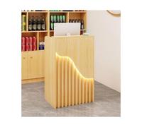 Scrivania per ricevimento a forma di L, moderno, per ufficio, cassiere, postazione di lavoro e spazi commerciali, elegante design in legno dorato, elegante unità di ricezione