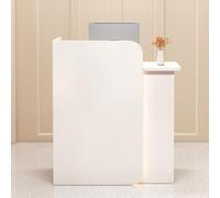Scrivania per ricevimento a LED con cassetto bloccabile a forma di L, per ufficio, salone di bellezza, atrio, design moderno e spazio di lavoro funzionale