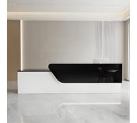 Scrivania per ricevimento a LED con cassetto chiudibile a chiave, moderna, 120 cm, bancone nero, per uffici, cliniche e negozi al dettaglio, elegante tavolo da ricevimento con contenitore