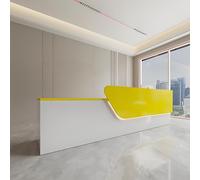 Scrivania per ricevimento a LED con cassetto e porta chiudibile a chiave, 100 cm, moderno, giallo, per negozi, cliniche, uffici