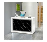 Scrivania per ricevimento a LED con ripiani portaoggetti, 150 cm, facile da pulire, design moderno con illuminazione frontale, per ufficio o negozio