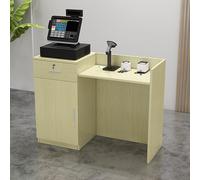 Scrivania per ricevimento con ripiani tavolo negoziale giallo bancone anteriore per casa, ufficio, salone, atrio, 120 x 41 x 80 cm, design elegante e funzionale
