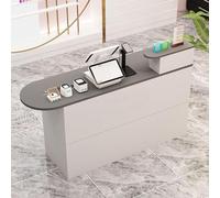 Scrivania per ufficio con cassetto chiudibile a chiave, design aperto, scrivania vendite in legno, finitura grigia (99,8 x 40 x 90 cm), mobili da ufficio moderni