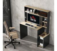 Scrivania per Ufficio e Studio con 3 Ripiani, Scrivania in Legno con Supporto per CPU, 114x45x138cm, Grigio e Legno Naturale Description:Dai un tocco di stile al tuo spazio di lavoro con la scrivania