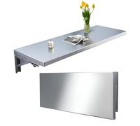 Scrivania pieghevole a parete, 80 x 25 cm, postazione di lavoro salvaspazio in acciaio inox, versatile tavolo galleggiante per lavanderia, casa, ufficio e soluzioni funzionali per appendere la
