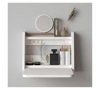 Scrivania pieghevole a parete, salvaspazio, tavolo per computer portatile, postazione di lavoro compatta per piccoli spazi, versatile, da parete, per trucco, vanità (bianco, 40 x 32 cm)