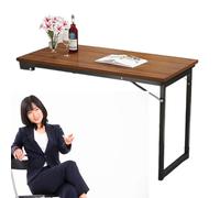 Scrivania pieghevole compatta, piccola, tavolo da pranzo per cucina e studio, colore noce con ripiano nero, design salvaspazio (120 x 50 x 75 cm)