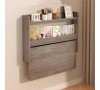 Scrivania pieghevole da parete con libreria, tavolo galleggiante pieghevole per computer, per ufficio, cucina e officina, scrivania salvaspazio invisibile (rovere, 61 x 45,7 cm)