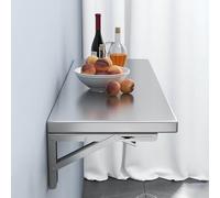 Scrivania pieghevole da parete, in acciaio inox, salvaspazio, finitura spazzolata, robusta ed elegante, per casa, ufficio o piccoli spazi, perfetta per massimizzare la produttività