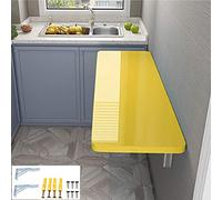 Scrivania pieghevole da parete per computer, finitura pianoforte, salvaspazio, piccola scrivania da cucina e scrivania, facile da pulire, 4 opzioni di colore, 120 x 40 cm, elegante giallo, per casa e