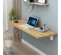Scrivania pieghevole da parete regolabile con forti staffe in acciaio con finitura gialla, design salvaspazio, lunghezza 40 x larghezza 30 cm