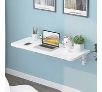 Scrivania pieghevole da parete, salvaspazio, tavolo per studio/computer con design a foglie cadenti, 100 x 50 cm, colore: bianco, ideale per piccoli uffici, lavanderie e camere da letto