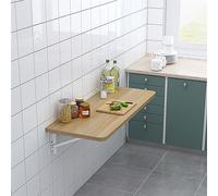 Scrivania pieghevole da parete, tavolo da studio compatto per piccoli spazi, 90 x 30 cm, noce chiaro, ideale per casa, ufficio, lavanderia, camera da letto, design salvaspazio con foglie a discesa