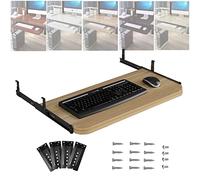 Scrivania pieghevole regolabile, semplice tavolo da pranzo con vassoio ergonomico scorrevole per tastiera, sotto la scrivania, braccio in legno estraibile, per ufficio, casa, scuola, risparmio di