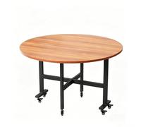 Scrivania Pieghevole, Tavolo Rotondo Allungabile, Con Rotelle Bloccabili E Pannelli Laterali Pieghevoli, Piano Ribaltabile In Legno, Masselloper Cucina E Soggiorno(Yellow,51.2in)