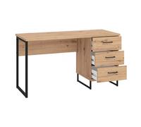 Scrivania porta PC 140x60 cm in legno e metallo con 3 cassetti Iron Desk