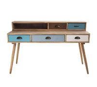 Scrivania porta PC in legno con 1 ripiano e 5 cassetti colorati MILLY